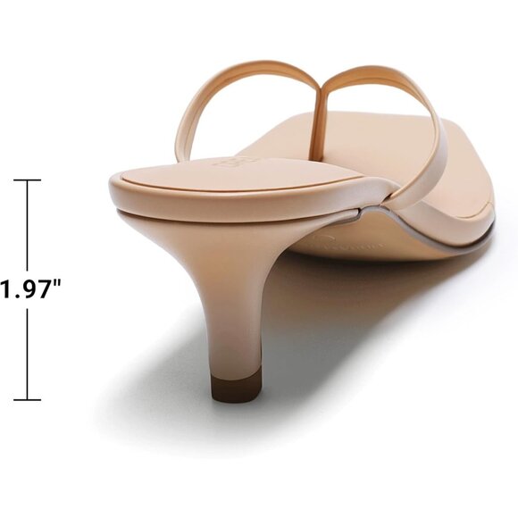 Dream Pairs Women Nude Faux Leather  Square Open Toe  Low Heels Sandals Shoes - Picture 6 of 8